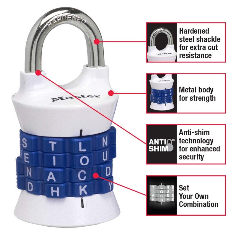 Master Lock Master Lock Word Combination Lock, Set Your Own Word Lock for Gym and School Lockers, Colors May Vary, 1535DWD  - Image 2