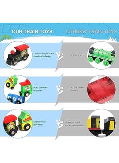 MIXDE 13 PCS Magnetic Wooden Train Sets With Storage Box- Wooden Train Set for Toddlers for Toddlers Kids Boys and Girls, Compatible with Train Set Tracks  - Image 3