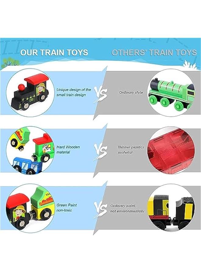 MIXDE 13 PCS Magnetic Wooden Train Sets With Storage Box- Wooden Train Set for Toddlers for Toddlers Kids Boys and Girls, Compatible with Train Set Tracks - Image 4