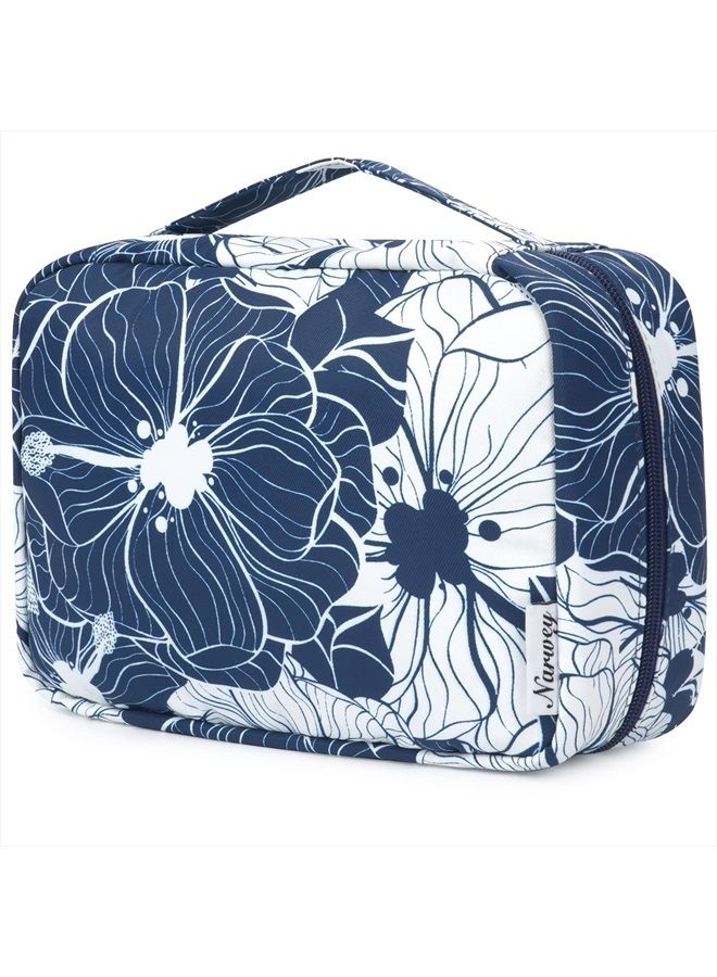 Narwey Hanging Travel Toiletry Bag Cosmetic Make up Organizer for Women Waterproof (Blue Lotus)  - Image 1