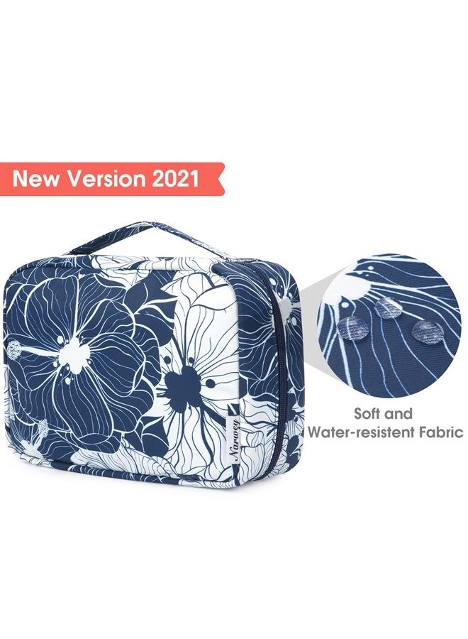 Narwey Hanging Travel Toiletry Bag Cosmetic Make up Organizer for Women Waterproof (Blue Lotus)  - Image 3