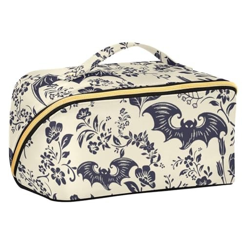 PJGINUIUA Large Capacity Cosmetic Bag Travel Makeup Bags Goth Bats Wide Open Portable Toiletry Bag Make up Organizer Pouch with Handle - Image 1