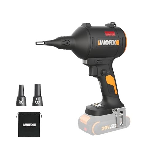 WORX Cordless Blower/Inflator, 20V 39 CFM 470 MPH Brushless High Speed Portable Dust Cleaner for Workshop, Lawn, Yard, Home, Lightweight Handheld Blower, Tool Only, PowerShare - Image 1