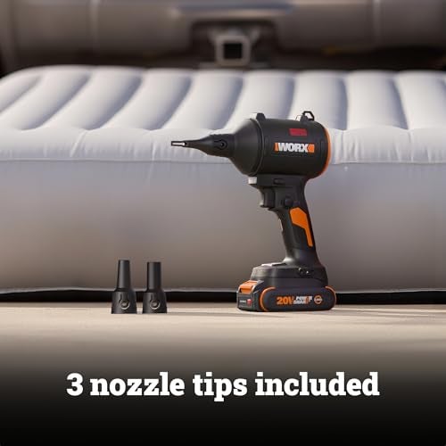 WORX Cordless Blower/Inflator, 20V 39 CFM 470 MPH Brushless High Speed Portable Dust Cleaner for Workshop, Lawn, Yard, Home, Lightweight Handheld Blower, Tool Only, PowerShare - Image 4