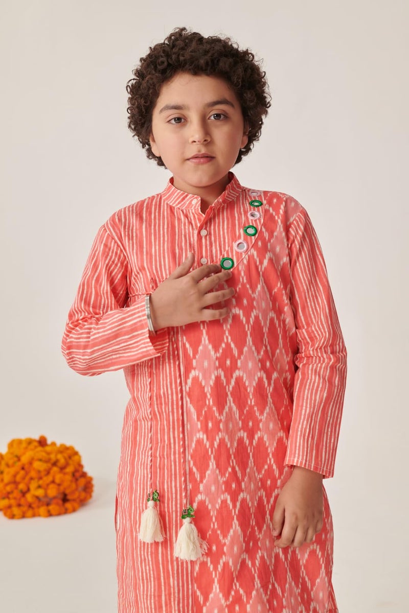 Pspeaches Boys Ethnic Motifs Printed Angrakha Kurta with Dhoti Pants (4-5Years) - Image 3