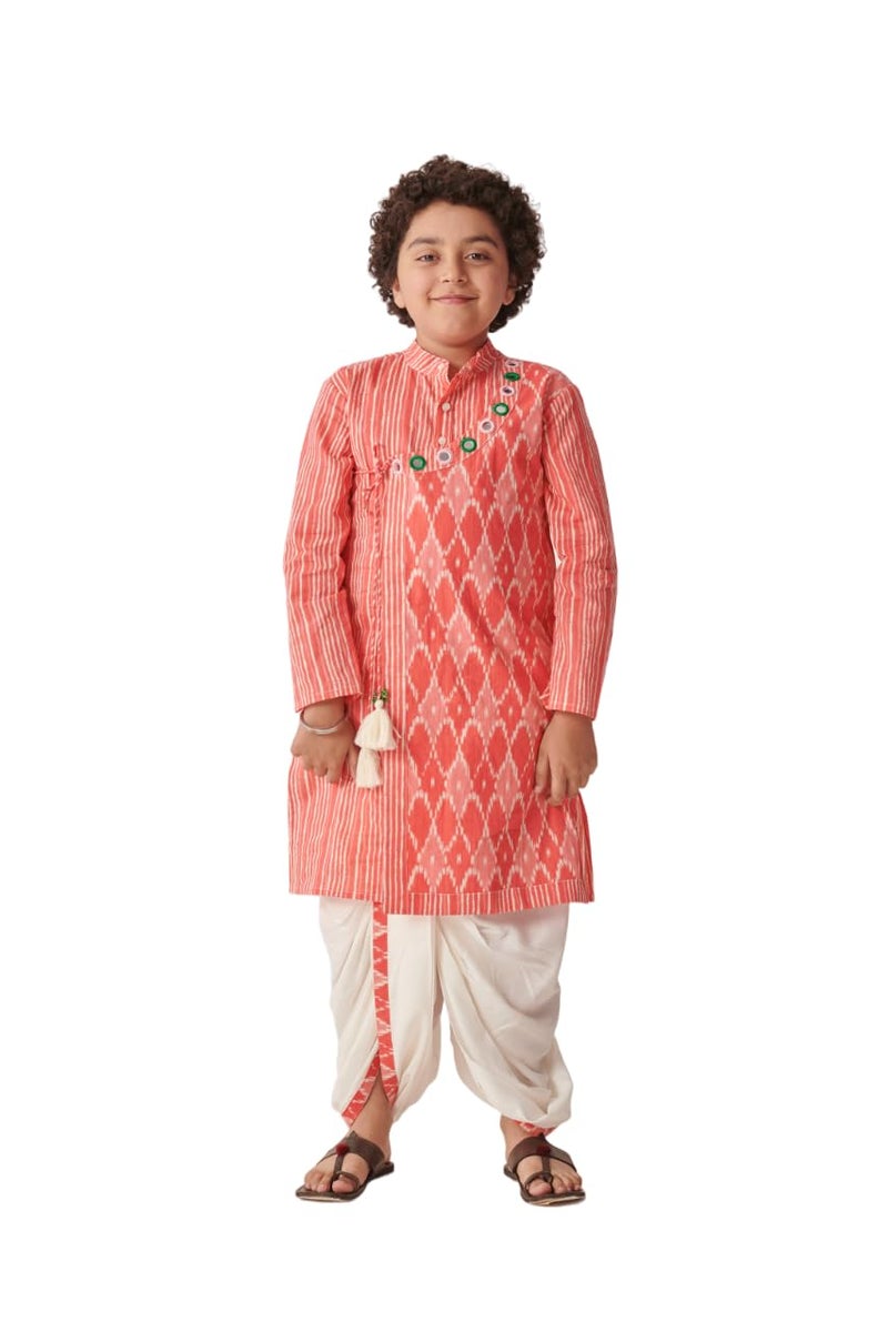 Pspeaches Boys Ethnic Motifs Printed Angrakha Kurta with Dhoti Pants (4-5Years) - Image 1