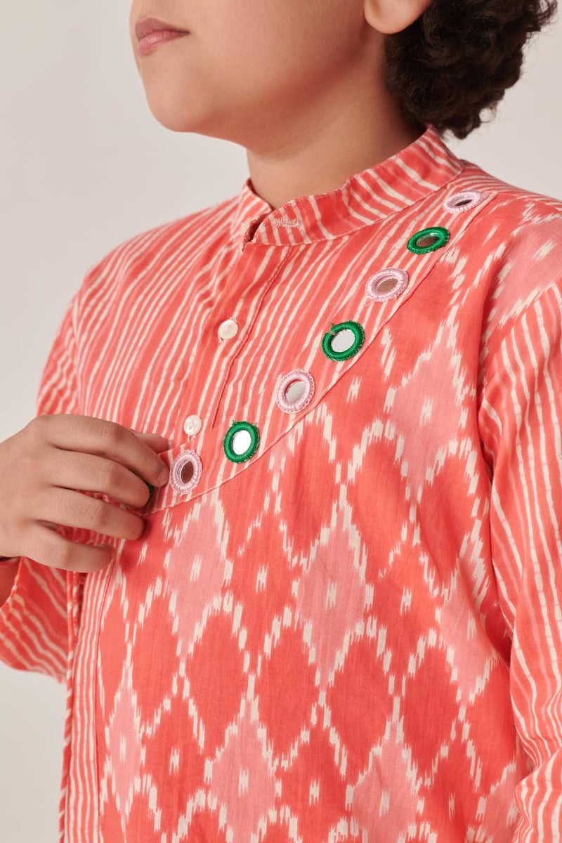 Pspeaches Boys Ethnic Motifs Printed Angrakha Kurta with Dhoti Pants (4-5Years) - Image 4