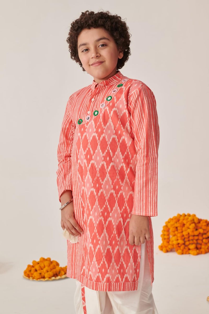 Pspeaches Boys Ethnic Motifs Printed Angrakha Kurta with Dhoti Pants (4-5Years) - Image 2
