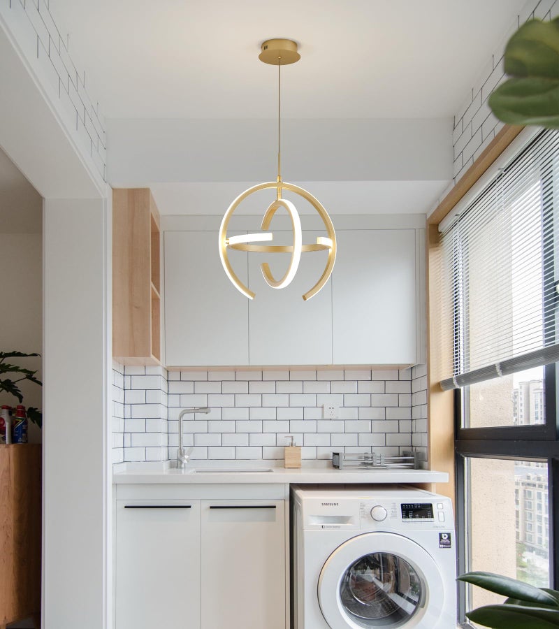 QS ثريا LED عصرية حديثة ذهبية كروية معلقة للإضاءة في المدخل، جزيرة المطبخ، غرفة الطعام، غرفة المعيشة - Image 5