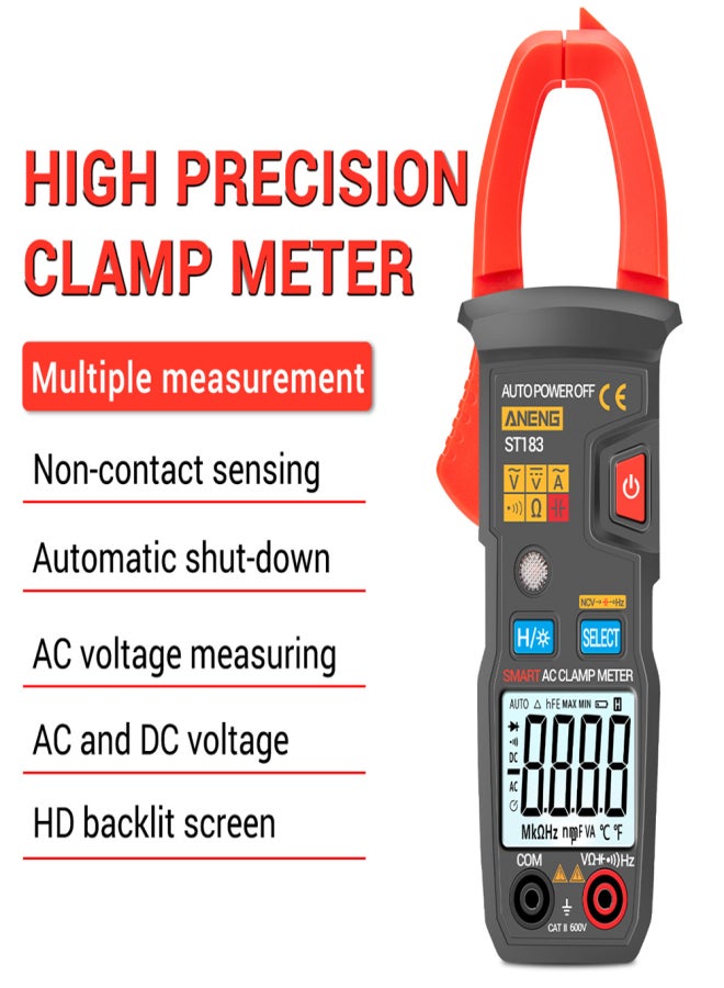 ANENG ST183 6000 Counts Digital AC Current Clamp Meter 600A Automatic Range Multimeter with Backlight Voltage Meter Clamp Gauge NCV Test Clamp Ammeter Universal Meter Tester Measuring Capacitance / - Image 3