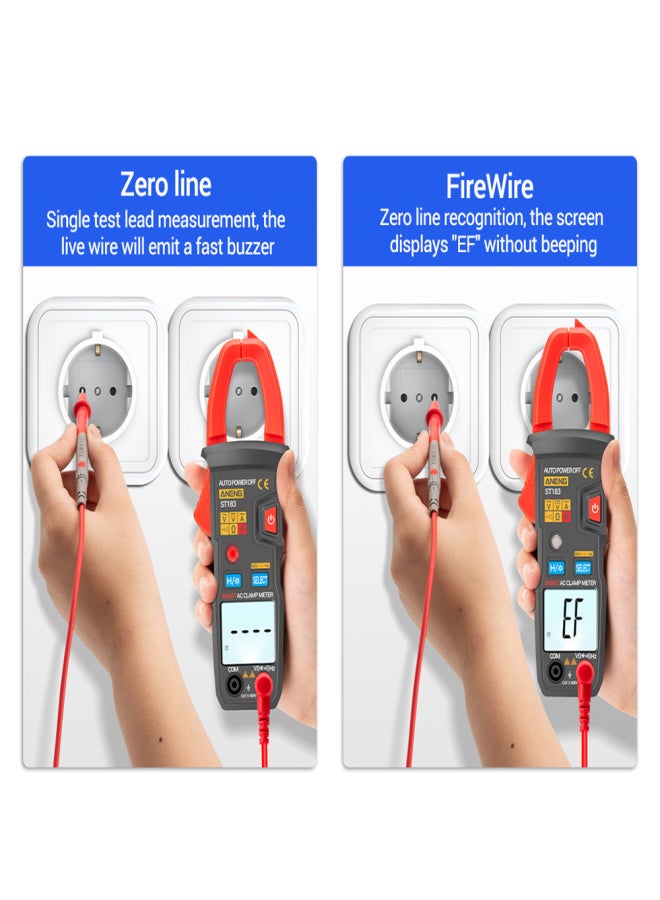 ANENG ST183 6000 Counts Digital AC Current Clamp Meter 600A Automatic Range Multimeter with Backlight Voltage Meter Clamp Gauge NCV Test Clamp Ammeter Universal Meter Tester Measuring Capacitance / - Image 4