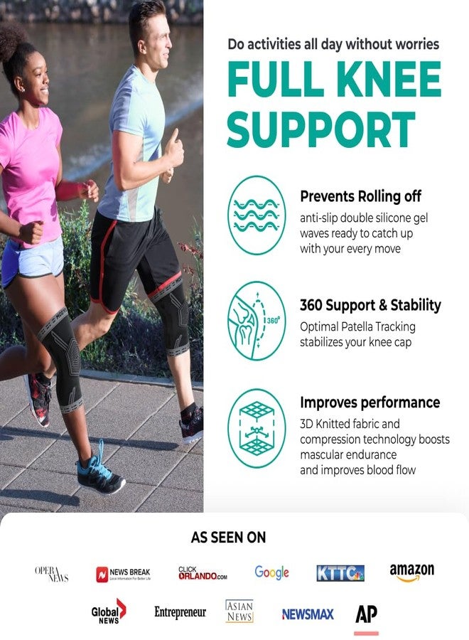 Modvel Knee Braces for Knee Pain Women & Men - Knee Brace for Knee Pain Set, Knee Brace Compression Sleeve, Knee Braces for Knee Pain Meniscus Tear, ACL & Arthritis Pain Relief - Knee Sleeves - Image 3