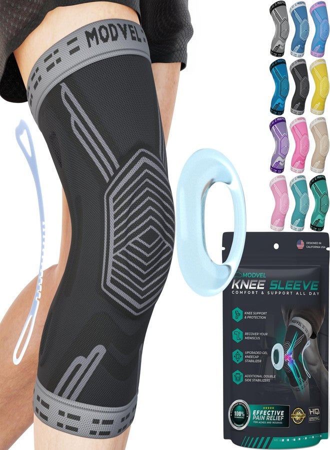 Modvel Knee Braces for Knee Pain Women & Men - Knee Brace for Knee Pain Set, Knee Brace Compression Sleeve, Knee Braces for Knee Pain Meniscus Tear, ACL & Arthritis Pain Relief - Knee Sleeves - Image 1