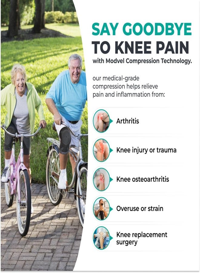 Modvel Knee Braces for Knee Pain Women & Men - Knee Brace for Knee Pain Set, Knee Brace Compression Sleeve, Knee Braces for Knee Pain Meniscus Tear, ACL & Arthritis Pain Relief - Knee Sleeves - Image 2