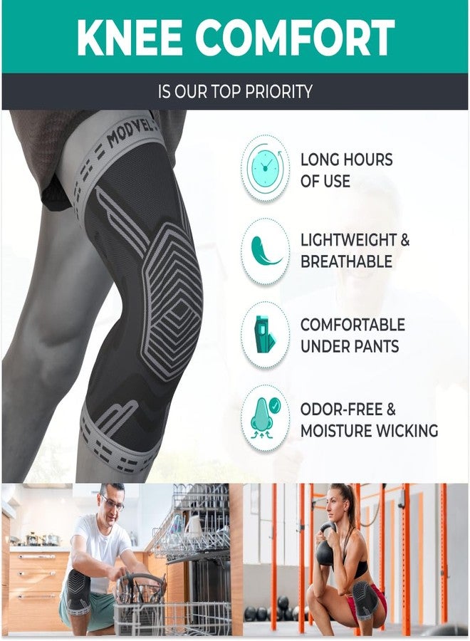 Modvel Knee Braces for Knee Pain Women & Men - Knee Brace for Knee Pain Set, Knee Brace Compression Sleeve, Knee Braces for Knee Pain Meniscus Tear, ACL & Arthritis Pain Relief - Knee Sleeves - Image 4