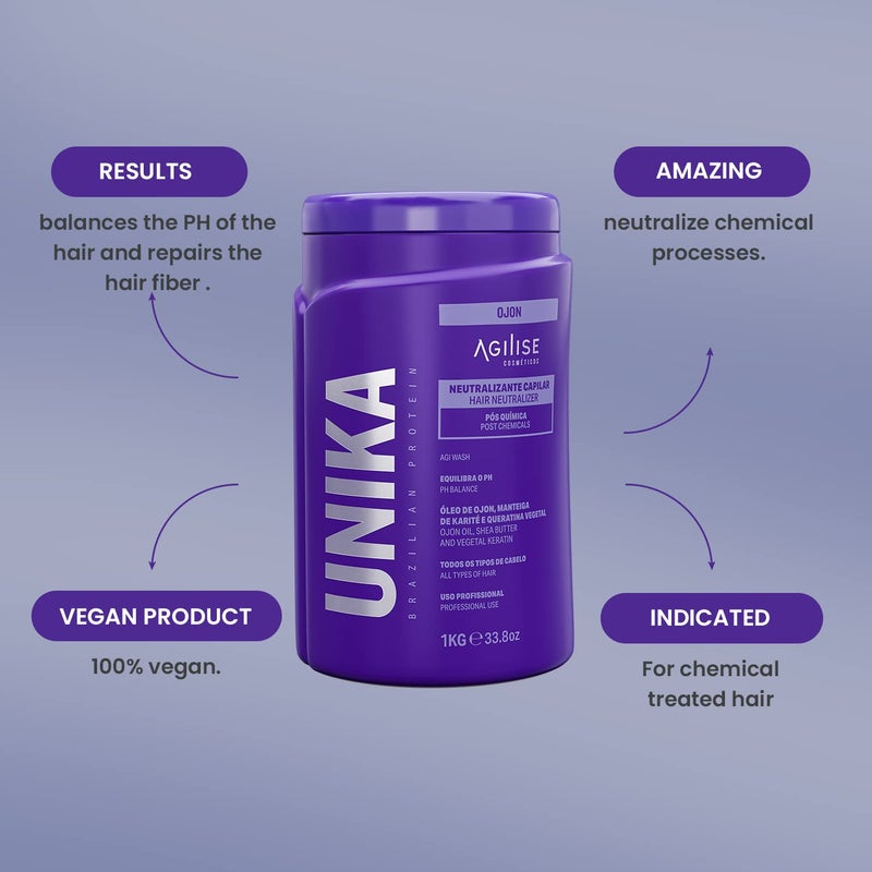 Agilise أجيلايز - أونيكا مثبت الشعر - قناع الشعر بعد المعالجة الكيميائية - علاج لإصلاح الشعر التالف أو المعالج بالألوان، علاج الكيراتين للشعر - نباتي - 33.8 أونصة/1 كجم - Image 4