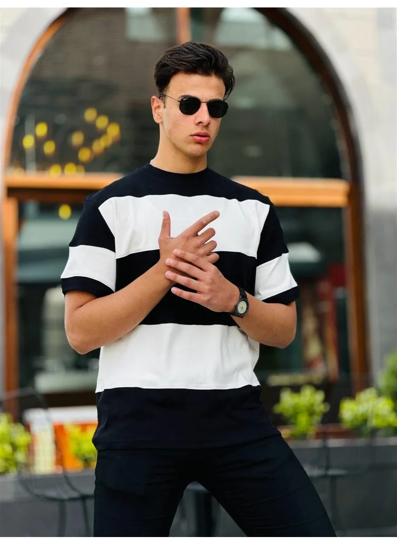 ميرون Two Color Short Sleeve T-Shirt Oversize-Black-White