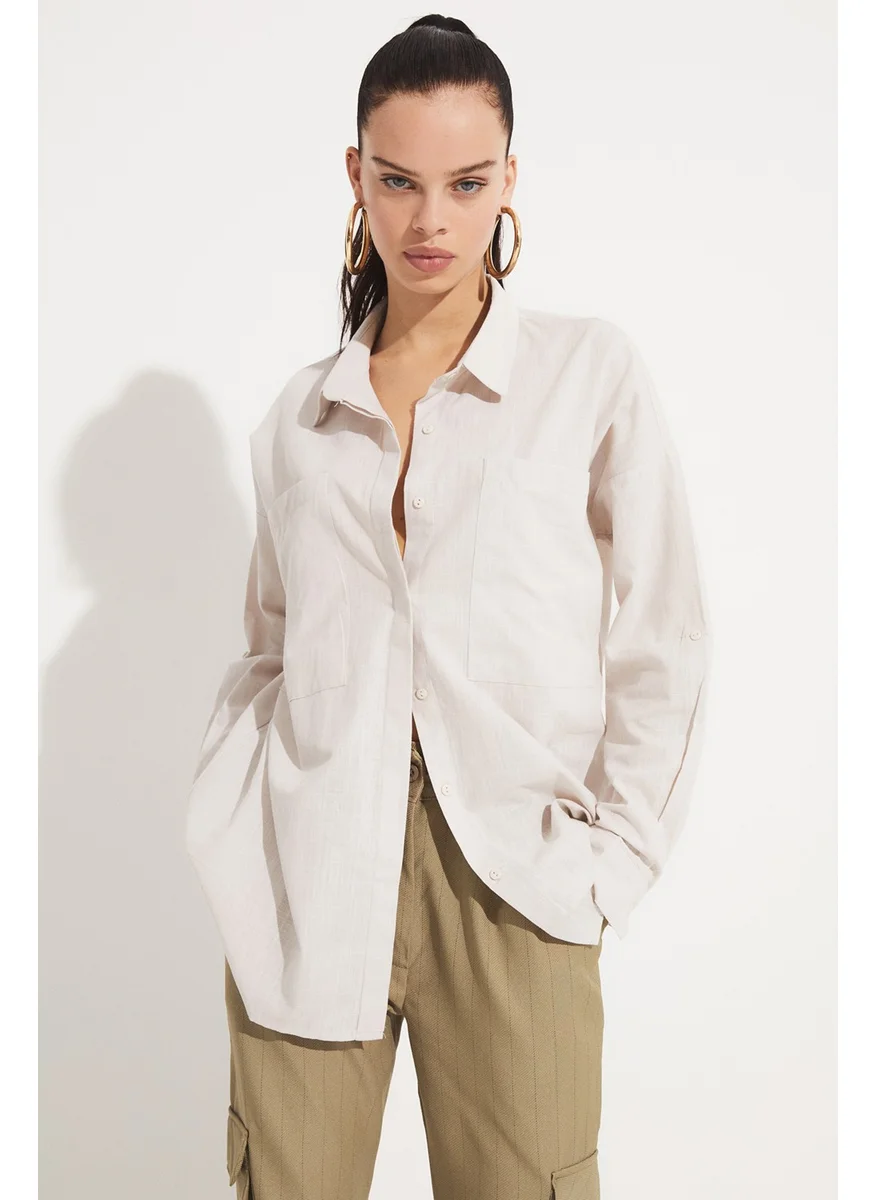JUNE Women's Boyfriend/Wide Cut 100% Cotton Shirt