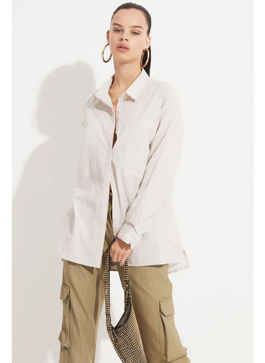 JUNE Women's Boyfriend/Wide Cut 100% Cotton Shirt