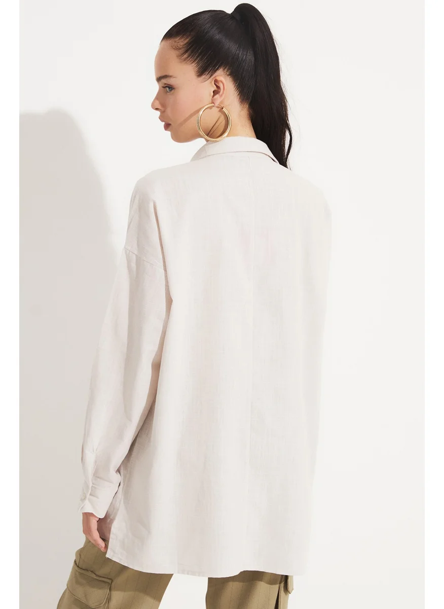 JUNE Women's Boyfriend/Wide Cut 100% Cotton Shirt