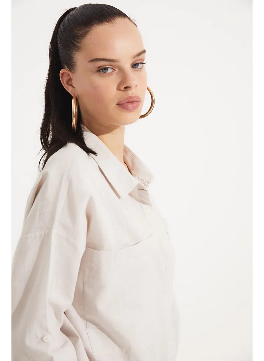 JUNE Women's Boyfriend/Wide Cut 100% Cotton Shirt