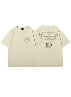 Taylor Swift Tshirt Tour Merchandise Eras Tour Short Sleeve round Neck Loose Fit Youthful Wool Blend Casual Abstract Pattern Tshirt TTPD 1 khaki