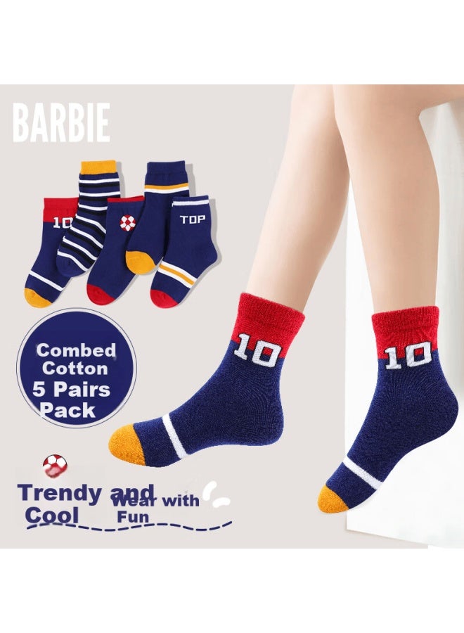 Barbie Children's Cotton Socks Boys Autumn Winter Short Socks Baby Mid-calf Socks Older Kids Long Socks Boys Seamless Cotton Socks - Image 1