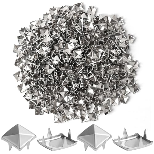 SBYURE 1000 Pieces 10mm Silver Studs for Clothing Four-jaw Square Spikes for Crafts Punk Metal Spike Studs for Leather Jacket Bag Dog Collar - Image 1