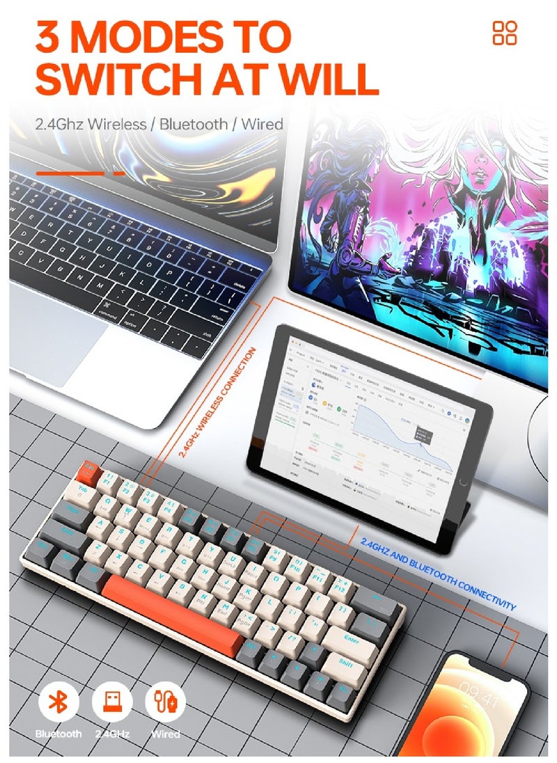T-WOLF - 60% Wired Mechanical Gaming Keyboard RGB Backlit Ultra-Compact Mini Keyboard Waterproof Mini Compact 63 Keys Keyboard for PC Mac Gamer Typist Travel Easy to Carry on Business Trip - Image 1