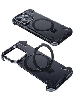 Generic Metal Phone Case for iPhone 13 Pro Max Black Leather with Phone Screen Protector  - Image 1
