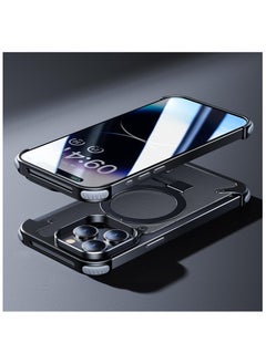 Generic Metal Phone Case for iPhone 13 Pro Max Black Leather with Phone Screen Protector  - Image 4