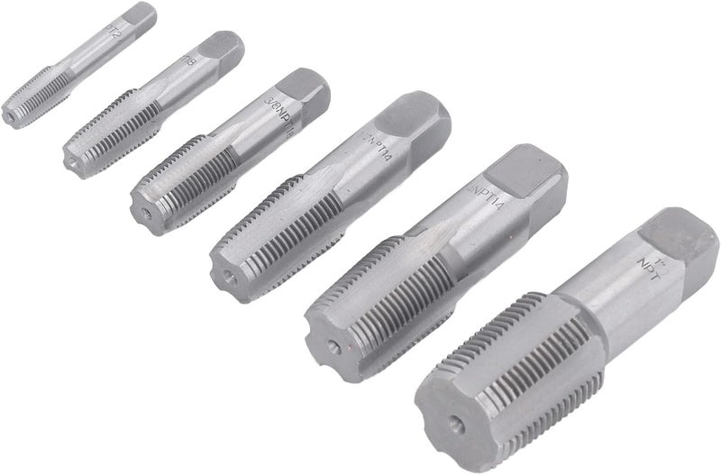 6Pcs Pipe Tap NPT Set - Carbon Steel Thread Tool Kit for Ing, PVC Pipe - /8in to in Threading Tap Set - NPT Pipe Tap for Forming Threads - Image 5