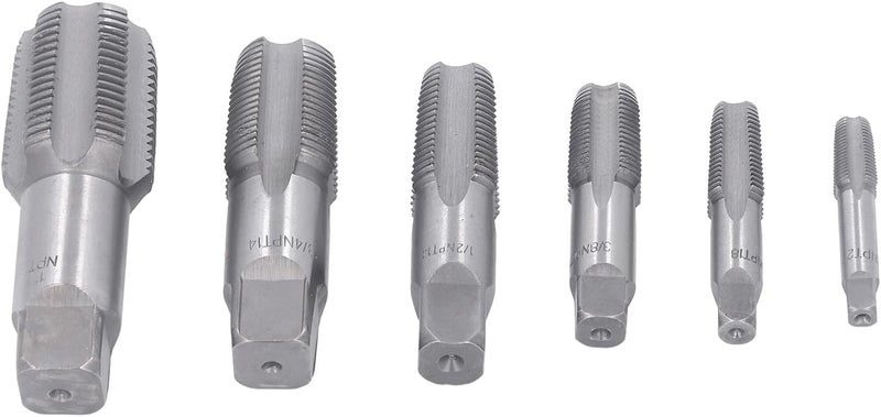 6Pcs Pipe Tap NPT Set - Carbon Steel Thread Tool Kit for Ing, PVC Pipe - /8in to in Threading Tap Set - NPT Pipe Tap for Forming Threads - Image 2