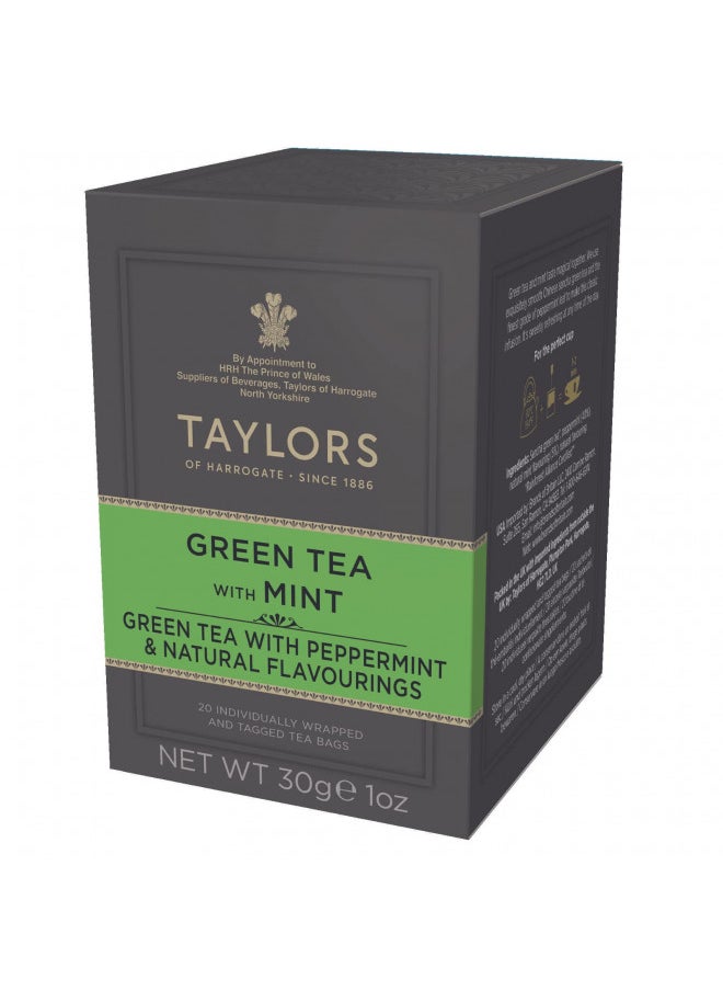 Taylors Of Harrogate Taylors of Harrogate Green Tea with Mint, 20 Teabags (Pack of 6)  - Image 1