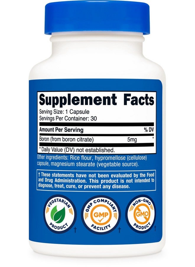 Nutricost Boron Capsules 5mg, 30 Vegetarian Capsules - Gluten Free and GMO Free - Image 5