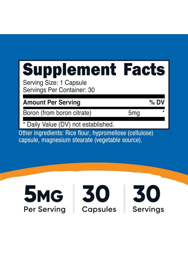 Nutricost Boron Capsules 5mg, 30 Vegetarian Capsules - Gluten Free and GMO Free - Image 2