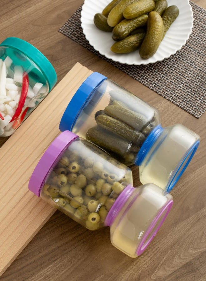 Zens Glass Pickle Jar with Strainer Flip, 2 Pack 51oz Anti-Slip Large Pickle Container, Airtight Hourglass Pickle Juice Separator Canning Jar for Storage Olive, Gherkin, Pickles, Purple&Klein blue - Image 5