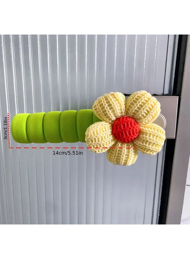 Hand Woven Floral Door Stopper Purple Soft Cushioned Anti Collision Protector - Image 3