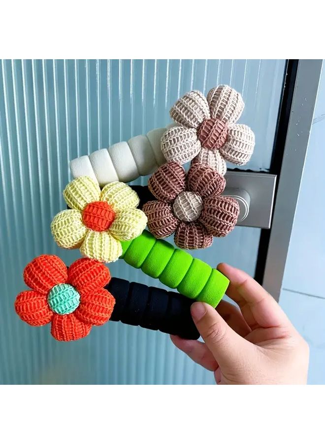 Hand Woven Floral Door Stopper Purple Soft Cushioned Anti Collision Protector - Image 2