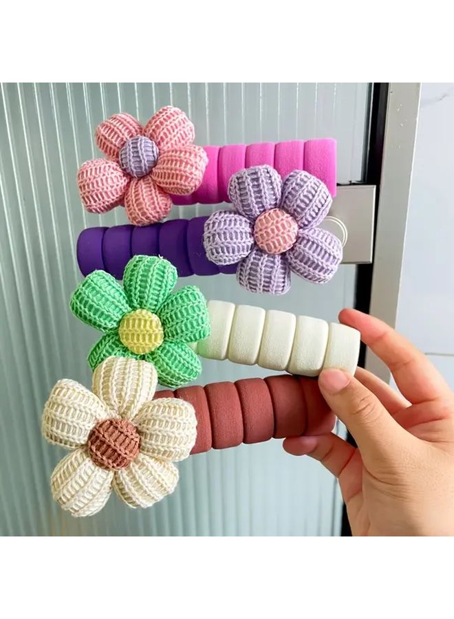 Hand Woven Floral Door Stopper Purple Soft Cushioned Anti Collision Protector - Image 1