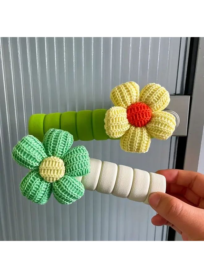 Hand Woven Floral Door Stopper Purple Soft Cushioned Anti Collision Protector - Image 5