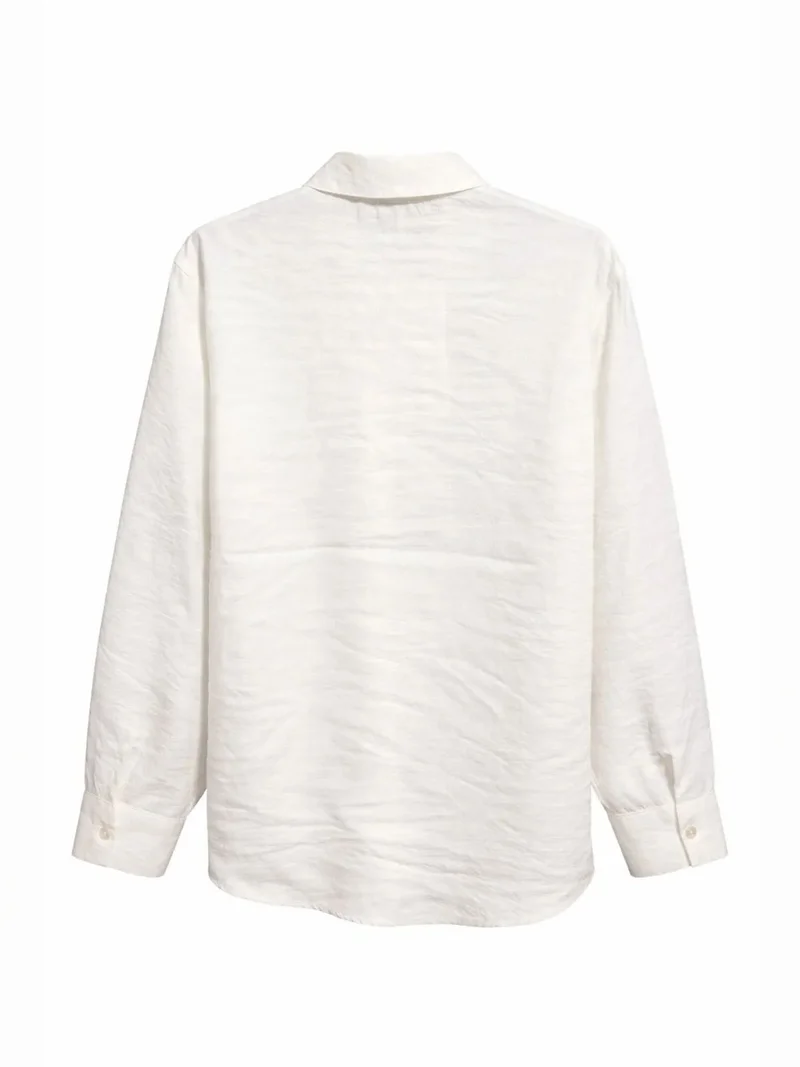 Mixray Ivory Natural Mixray Relaxed Fit Shirt with Pocket for Women | Best Price UAE