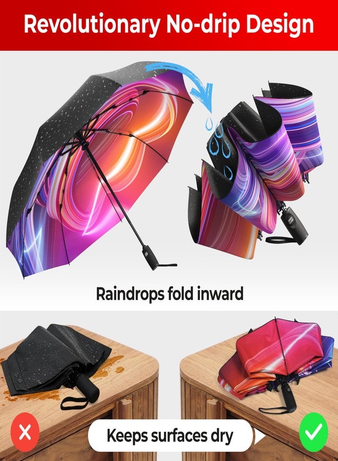 TUMELLA Inverted Windproof Umbrella, Large, Strong & Light, Portable and Automatic Reverse Folding Rain Umbrella, Durable Premium Grip, Fits Car & Backpack, N. Luminous, 46 inches, Modern - Image 5