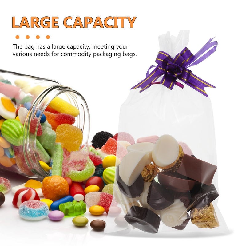 Clear Cellophane Gift Bags 400pcs 15x25cm With Pull Bows And Metal Twist Ties For Candy Cookies Party Treats - Image 4