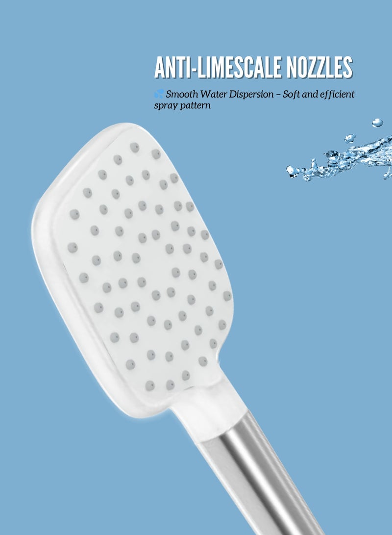 MAAT Hand Shower Set | Aqua Chrome White | Premium Turkish Shower Head | Stylish & Durable | Efficient Water Flow - Image 2