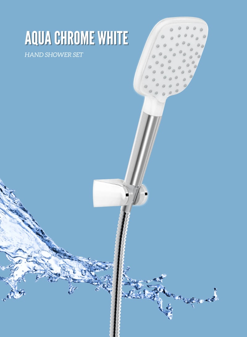 MAAT Hand Shower Set | Aqua Chrome White | Premium Turkish Shower Head | Stylish & Durable | Efficient Water Flow - Image 1