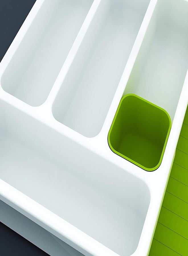 2heet Expandable Cutlery Tray for Kitchen Drawer 11.4"-18.85" | Adjustable Plastic Utensils Organizer with Compartments & Movable Dish | Drawer Holder for Spoons, Forks, Knives (Multicolor) - Image 3