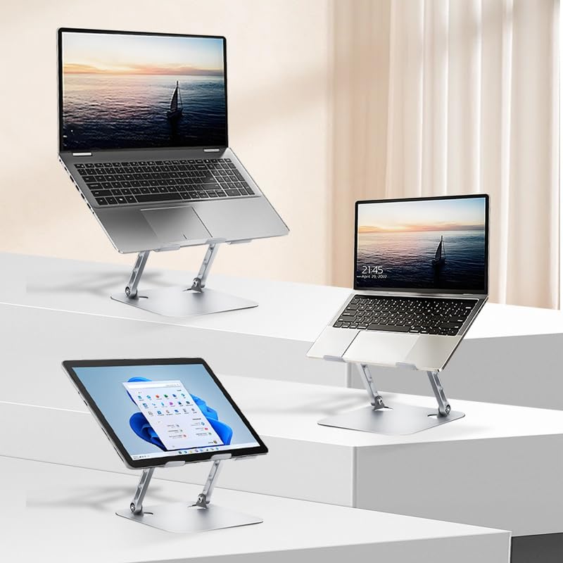 MOCA Universal Portable Laptop StandAdjustable Folding Laptop Stand for Desk 14 156 13 inch Laptop Riser for DeskComputer Notebook Stand Compatible with MacBook air pro Hp Acer More Silver - Image 4