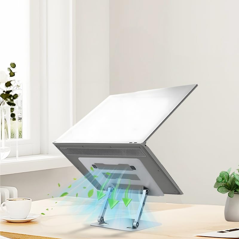 MOCA Universal Portable Laptop StandAdjustable Folding Laptop Stand for Desk 14 156 13 inch Laptop Riser for DeskComputer Notebook Stand Compatible with MacBook air pro Hp Acer More Silver - Image 2