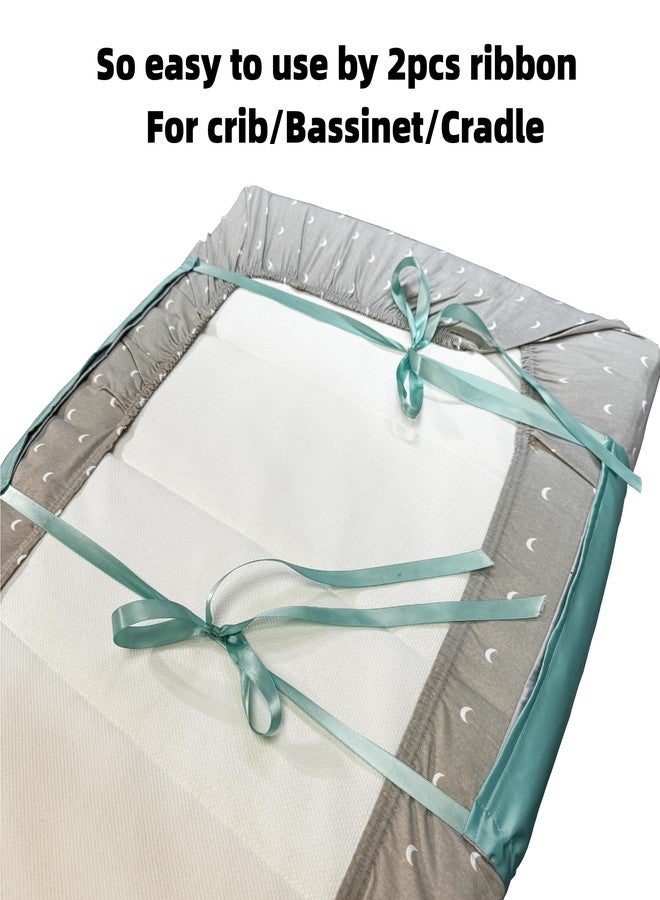 AKISS Satin Crib Sheet Pillow Cover Silk Bassinet Cradle Slip Reversible Use for Baby Girls Boys (Tiffany Blue & Light Grey) - Image 4